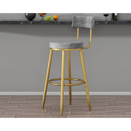 HMR Affordable Luxury Modern Velvet Upholstered Bar Stools - Gray
