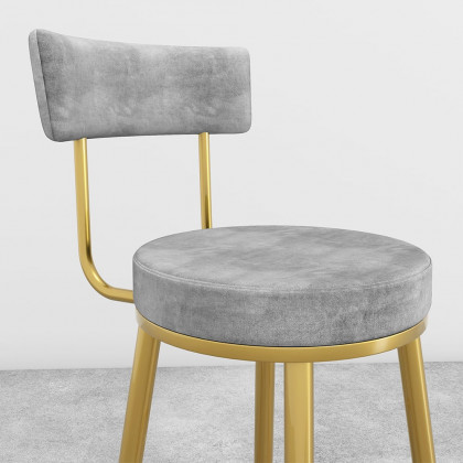 HMR Affordable Luxury Modern Velvet Upholstered Bar Stools - Gray