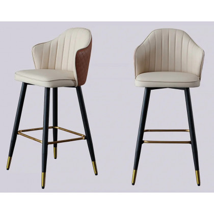 HMR Modern Bar Stools with PU Leather Upholstery - Beige