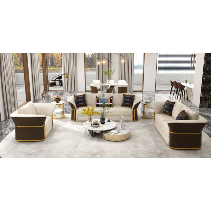 HMR Modern Bar Stools with PU Leather Upholstery - Beige
