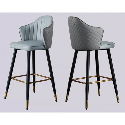 HMR Modern Bar Stools with PU Leather Upholstery - Gray