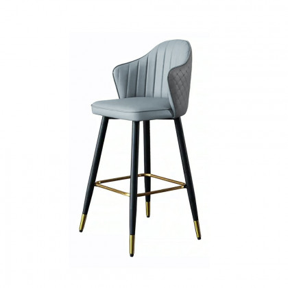 HMR Modern Bar Stools with PU Leather Upholstery - Gray