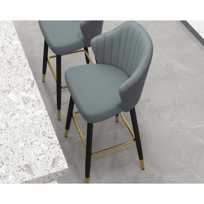 HMR Modern Bar Stools with PU Leather Upholstery - Gray
