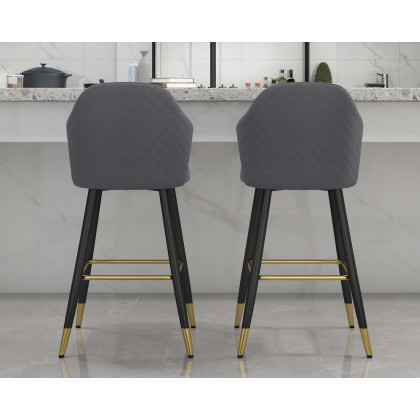 HMR Modern Bar Stools with PU Leather Upholstery - Gray