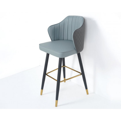 HMR Modern Bar Stools with PU Leather Upholstery - Gray