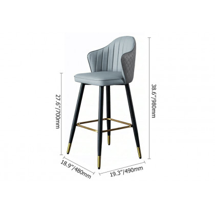 HMR Modern Bar Stools with PU Leather Upholstery - Gray