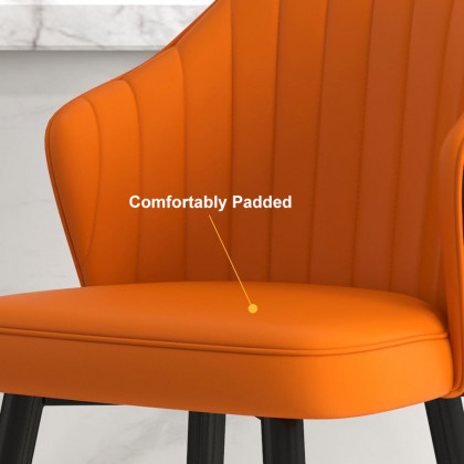 HMR Modern Bar Stools with PU Leather Upholstery - Orange