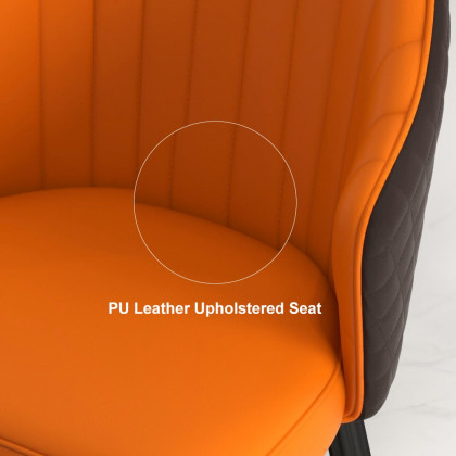 HMR Modern Bar Stools with PU Leather Upholstery - Orange