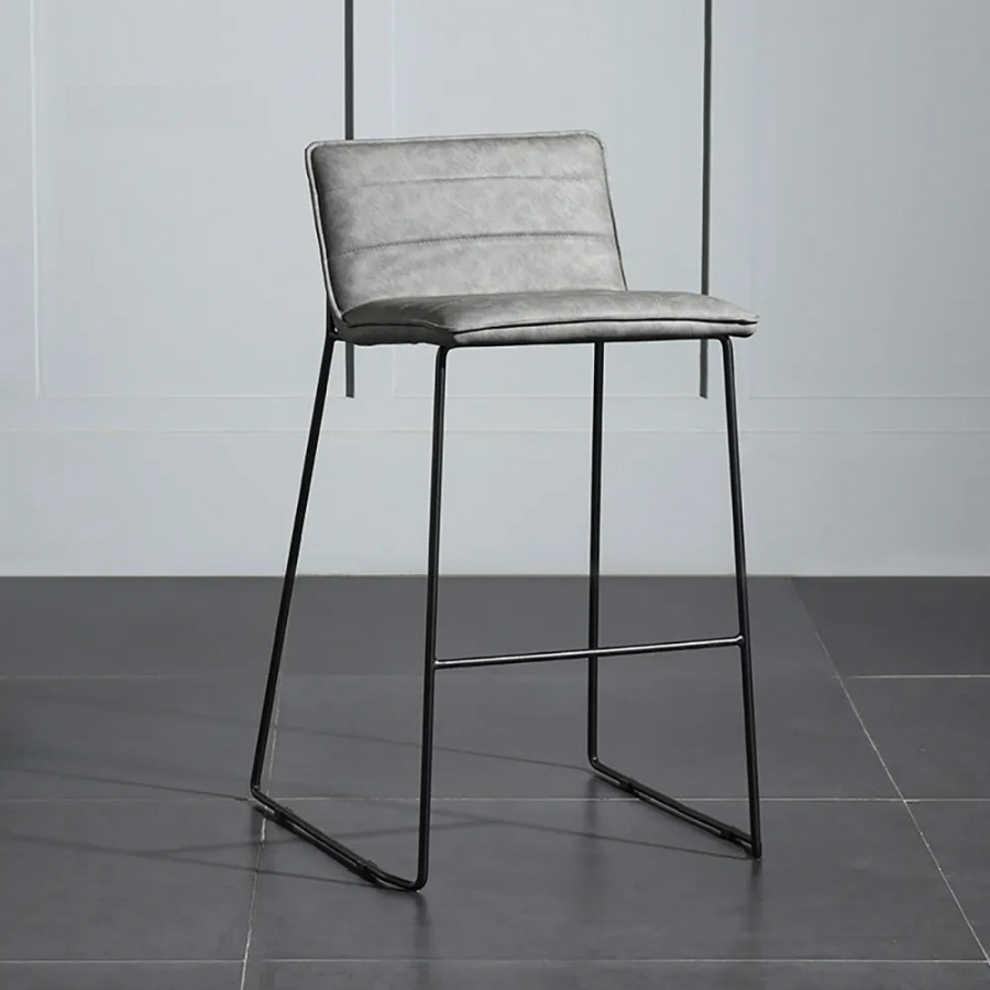 HMR - Modern PU Leather Counter Stools with Upholstery Gray