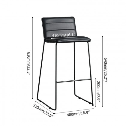 HMR - Modern PU Leather Counter Stools with Upholstery Gray