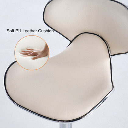 HMR - PU Leather Upholstery Bar Stool with Backrest 32" in White