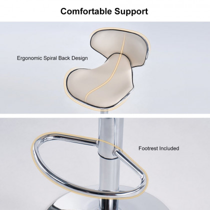 HMR - PU Leather Upholstery Bar Stool with Backrest 32" in White