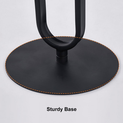HMR - Dark Gray Sintered Stone Round Side Table Carbon Steel Base in Black