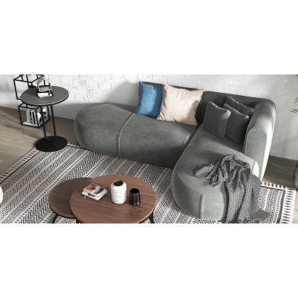 HMR - Dark Gray Sintered Stone Round Side Table Carbon Steel Base in Black