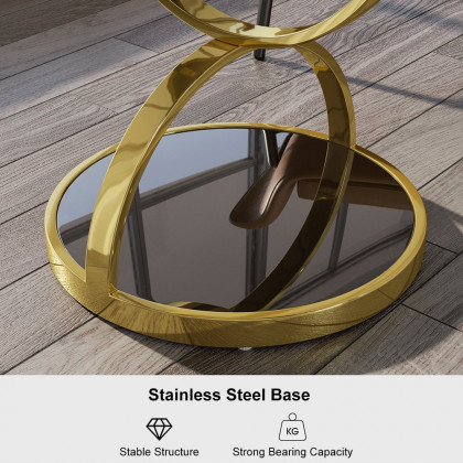 HMR - Round Side Table Tempered Glass in Black