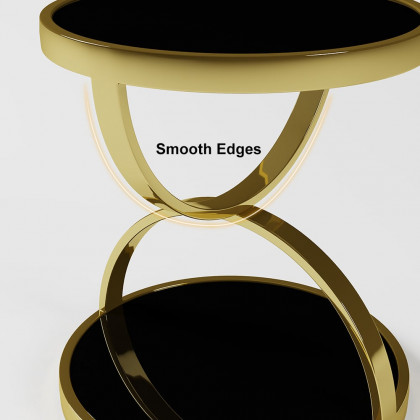 HMR - Round Side Table Tempered Glass in Black