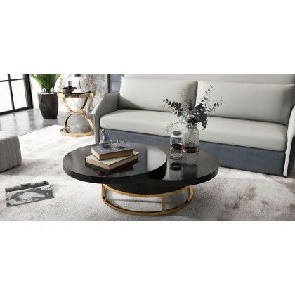 HMR - Round Side Table Tempered Glass in Black