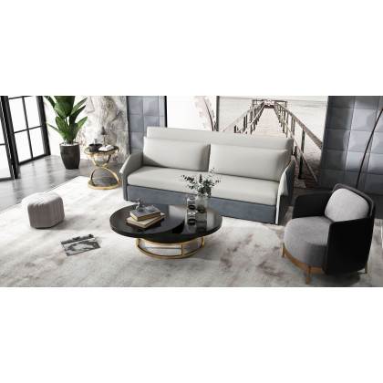 HMR - Round Side Table Tempered Glass in Black