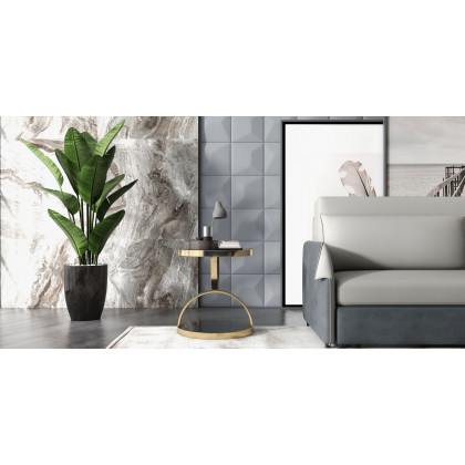 HMR - Round Side Table Tempered Glass in Black