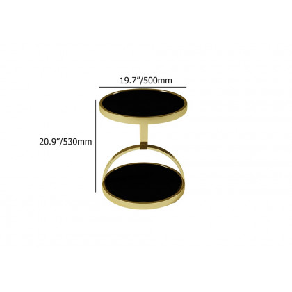 HMR - Round Side Table Tempered Glass in Black
