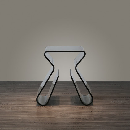 HMR - Side Table Acrylic End Table with Storage in Smoky Gray