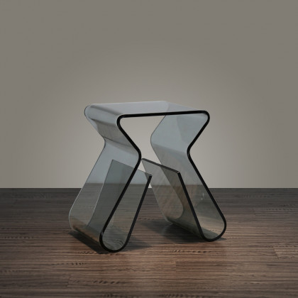 HMR - Side Table Acrylic End Table with Storage in Smoky Gray