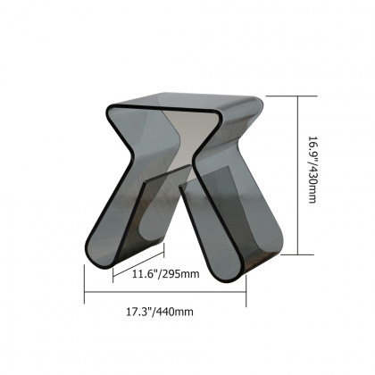 HMR - Side Table Acrylic End Table with Storage in Smoky Gray