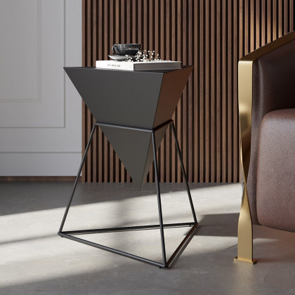 HMR Triangle Side Table with Metal Base - Black, Wood