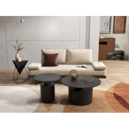 HMR Triangle Side Table with Metal Base - Black, Wood