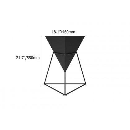 HMR Triangle Side Table with Metal Base - Black, Wood