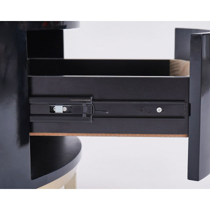 HMR - Oval Storage Coffee Table with Drawers Sintered Stone Gold Base in White