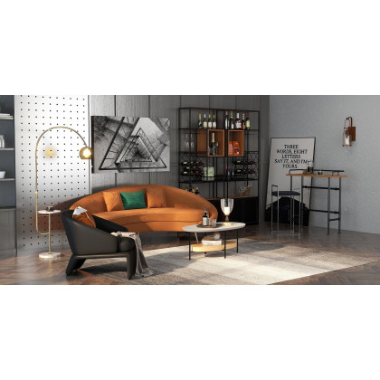 HMR Modern Oval Coffee Table with Storage Shelf - White/Natural