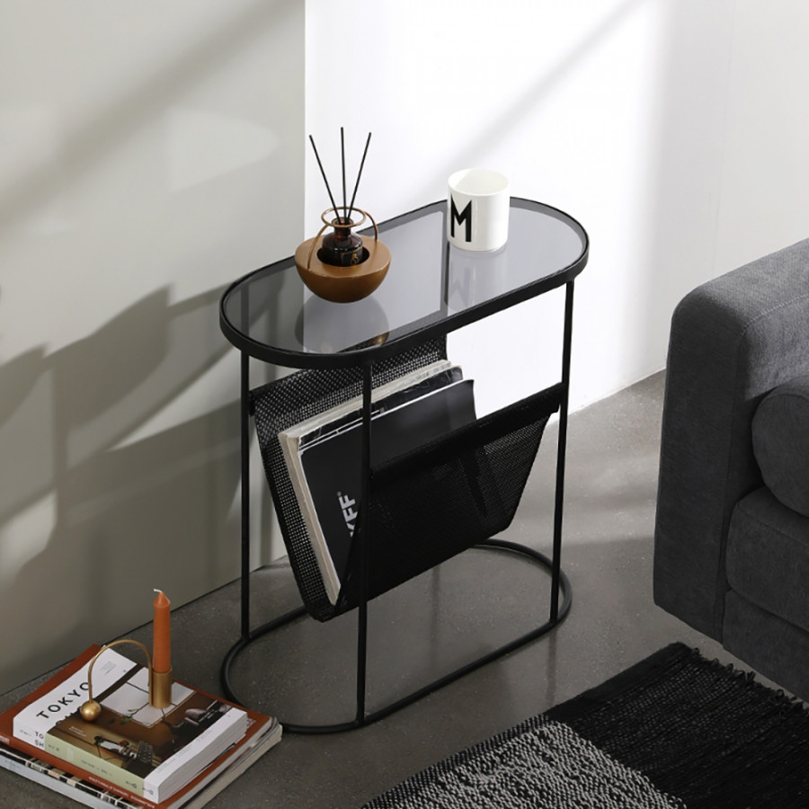 HMR - Oval Table Magazine Holder in Black