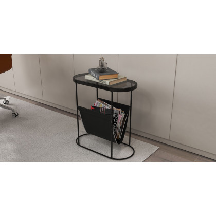HMR - Oval Table Magazine Holder in Black