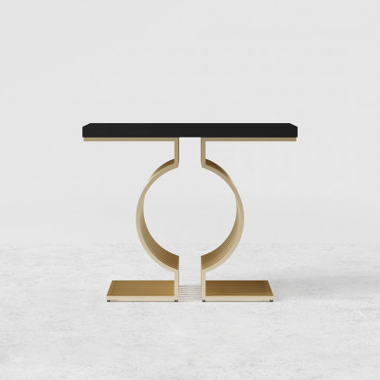 HMR Modern Narrow Console Table with Geometric Metal Base Entryway Table - Black, 47.2"