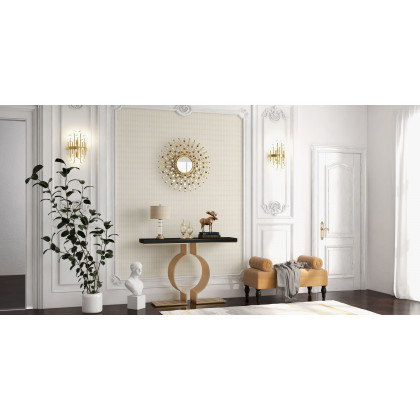 HMR Modern Narrow Console Table with Geometric Metal Base Entryway Table - Black, 47.2"