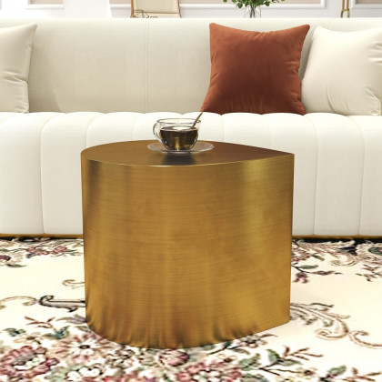 HMR - Metal Side Table in Water Drop Design End Table in Brushed Gold