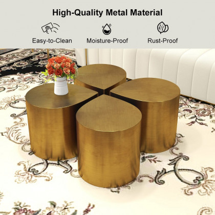 HMR - Metal Side Table in Water Drop Design End Table in Brushed Gold