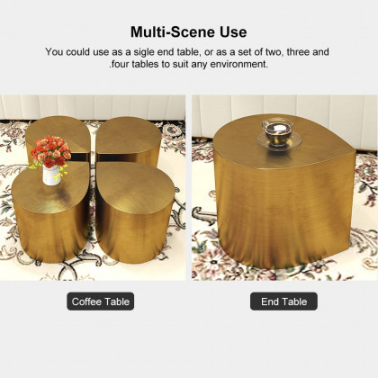 HMR - Metal Side Table in Water Drop Design End Table in Brushed Gold