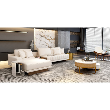 HMR - Metal Side Table in Water Drop Design End Table in Brushed Gold