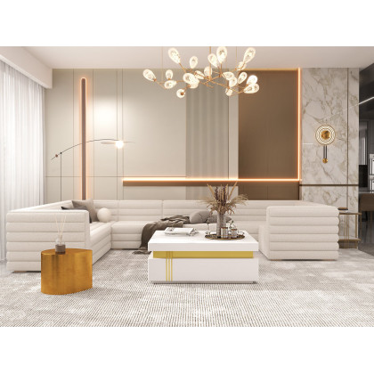 HMR - Metal Side Table in Water Drop Design End Table in Brushed Gold