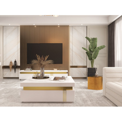 HMR - Metal Side Table in Water Drop Design End Table in Brushed Gold