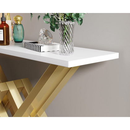 HMR 39" Narrow Console Table with Base Metal - White