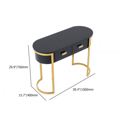 HMR Modern Console Table with Drawers - Black