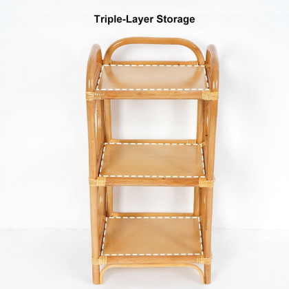 HMR - Farmhouse Side Table with 3-Tier End Table in Wood and Rattan