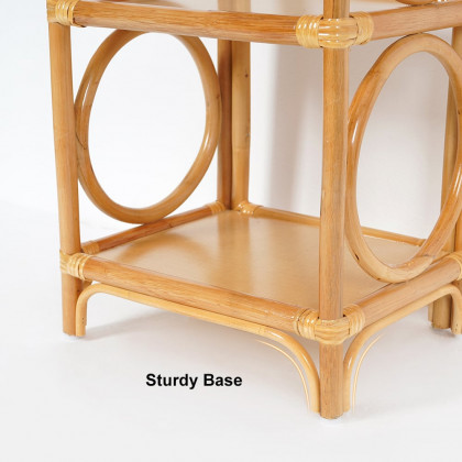 HMR - Farmhouse Side Table with 3-Tier End Table in Wood and Rattan