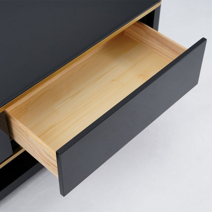 HMR Gapn Series Rectangular Coffee Table with Storage - Black, Tempered Glass