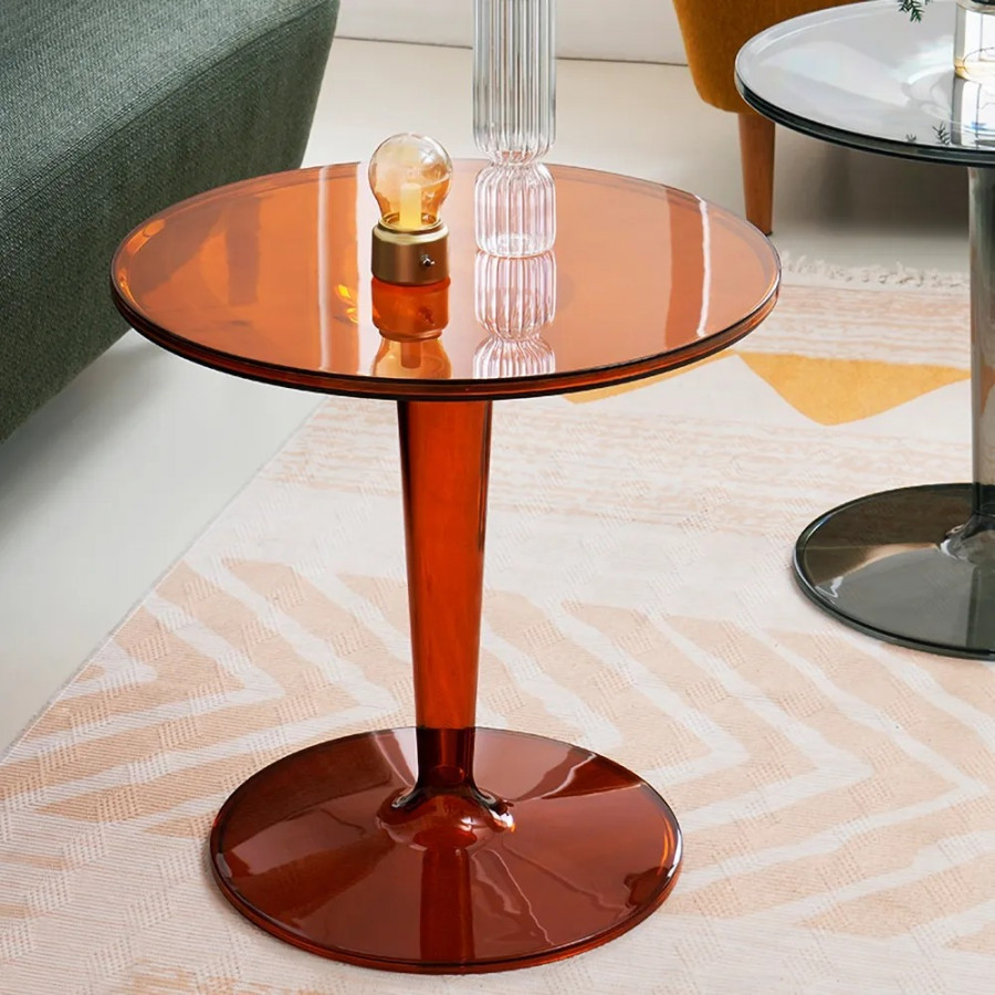 HMR - End and Accent and Clear Side Table in Amber