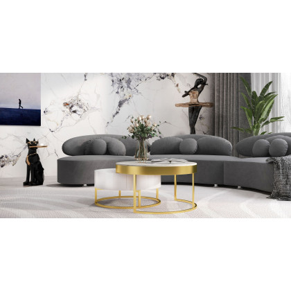HMR Dog Sculpture Resin Side Table with Tray Top & Tissue Box - Black