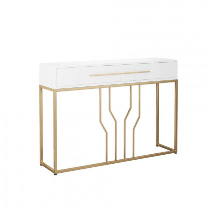 HMR Modern Narrow Console Table with Storage & Drawers - White